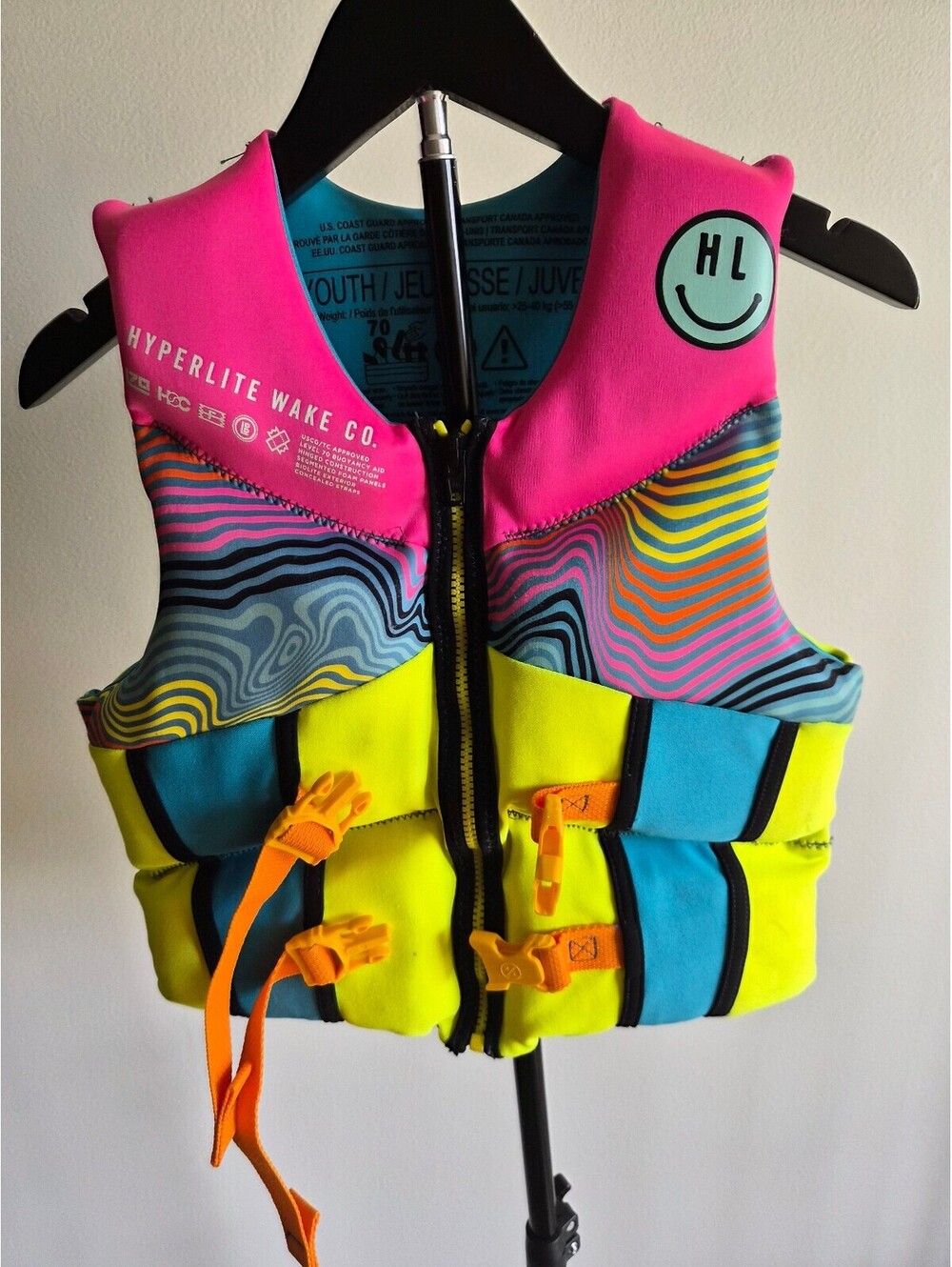 Hyperlite Youth Life Jacket Vest - Colorful Pattern, Size 70 0174
